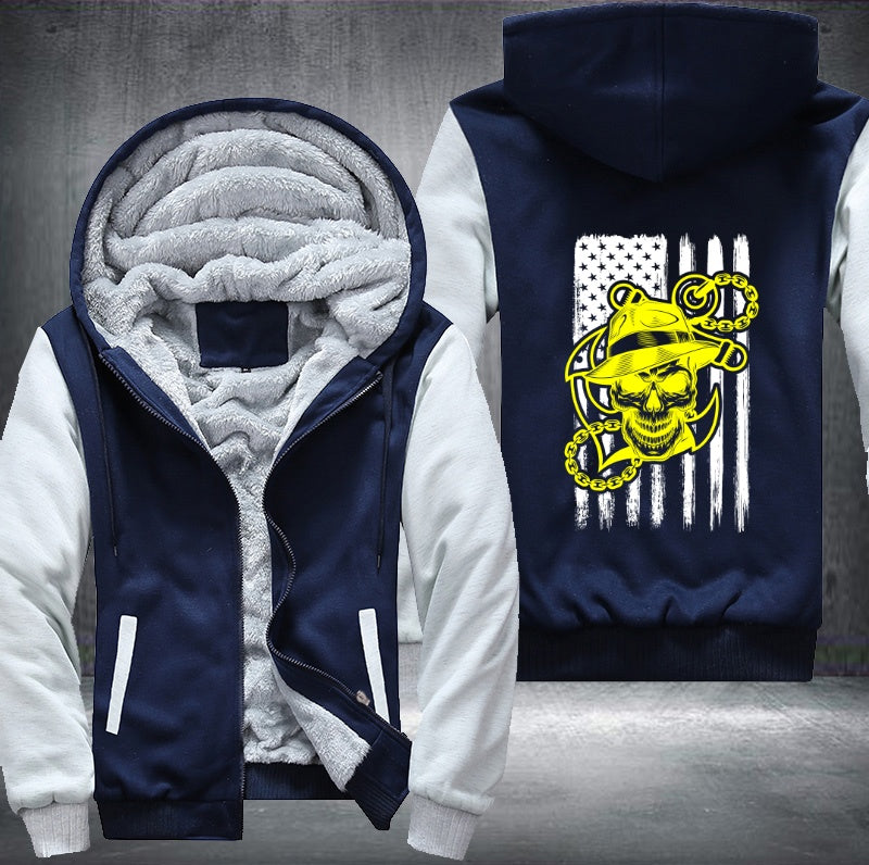 Yellow Skull USA Fleece Hoodies Jacket