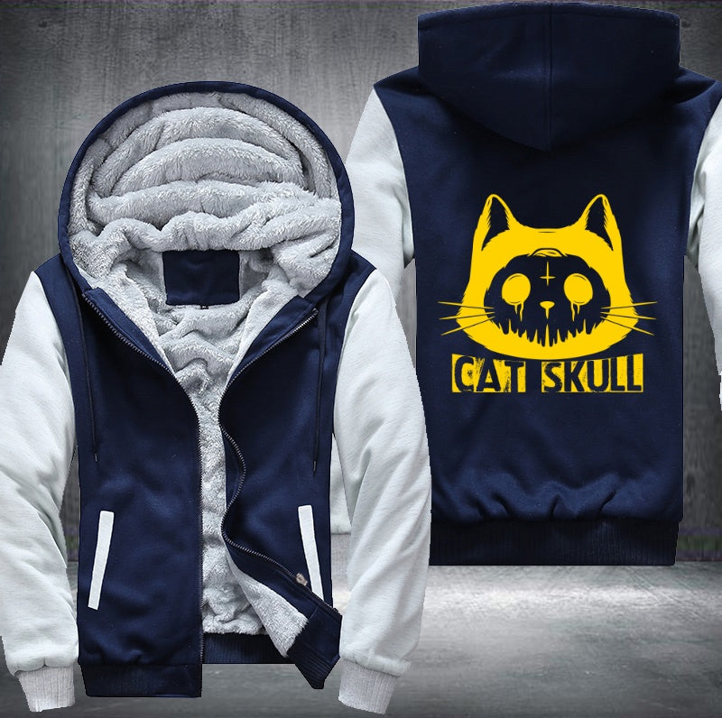 Cat Skull Fleece Hoodies Jacket