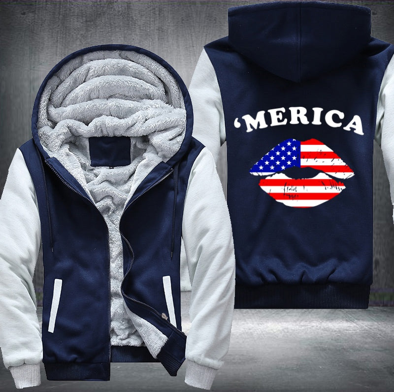 'MERICA KISS Fleece Hoodies Jacket