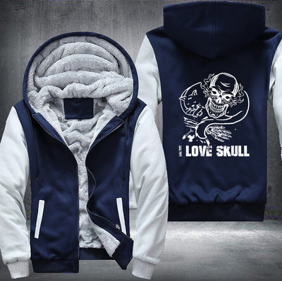 I Love Skull Fleece Hoodies Jacket