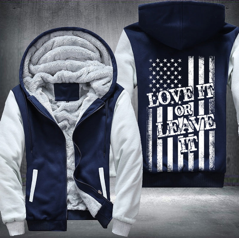 LOVE IT OR LEAVE IT US FLAG Fleece Hoodies Jacket