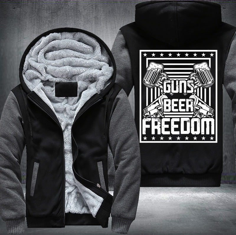 GUNS BEER FREEDOM Fleece Hoodies Jacket