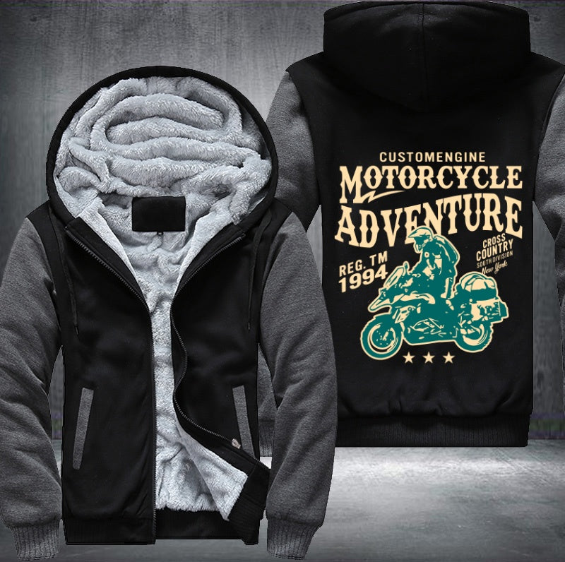 Customengine motorcycle adventure Fleece Hoodies Jacket