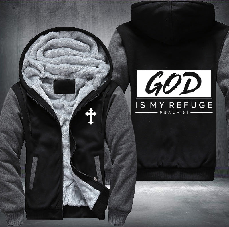 God is my refuge Fleece Hoodies Jacket