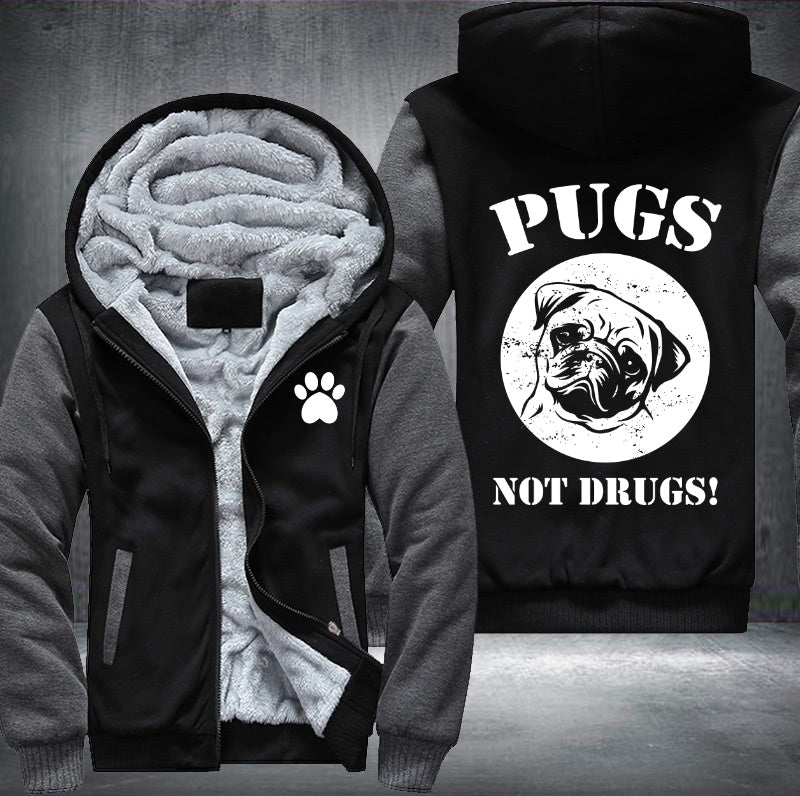 PUGS NOT DRUGS Fleece Hoodies Jacket