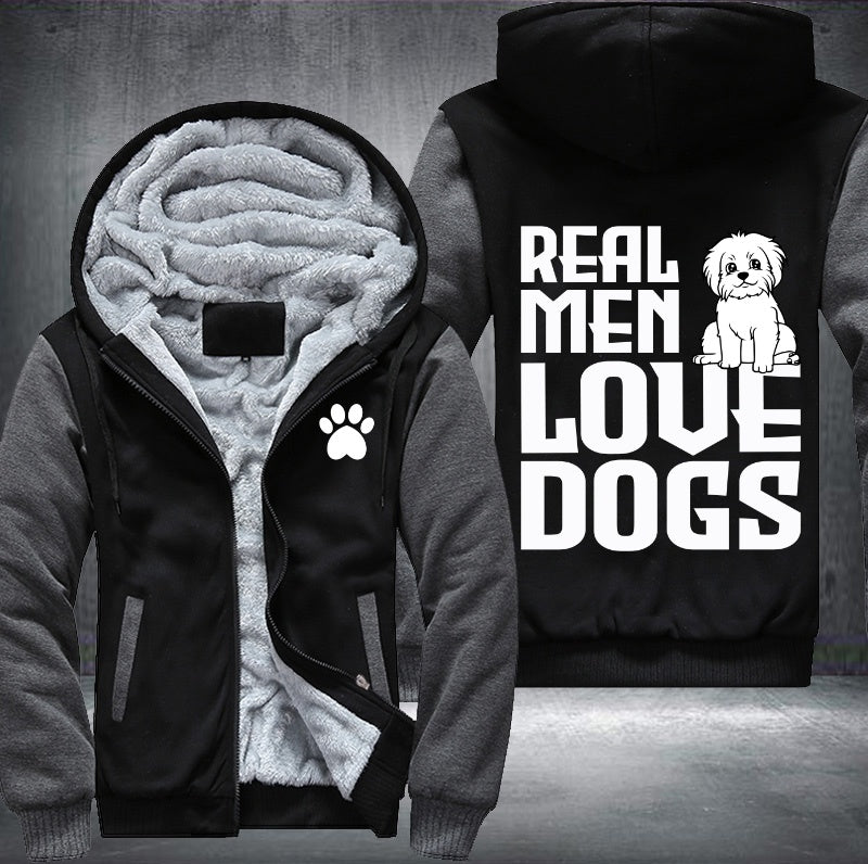 REAL MEN LOVE DOGS Fleece Hoodies Jacket