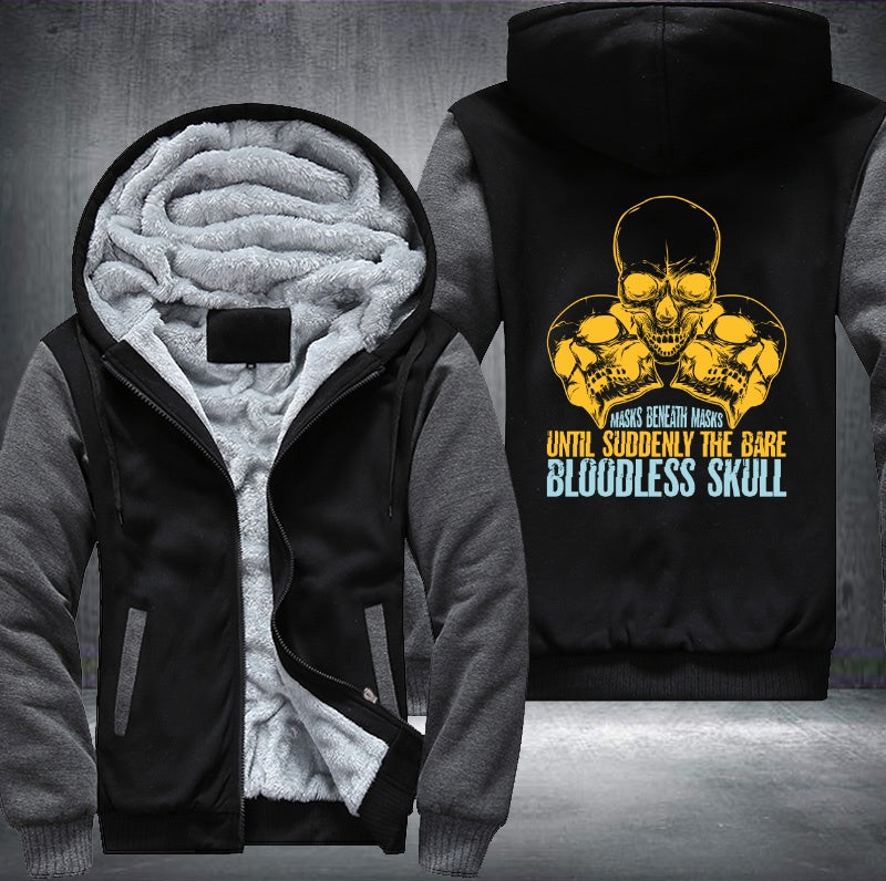 Masks beneath masks until suddenly the bare bloodless skull Fleece Hoodies Jacket