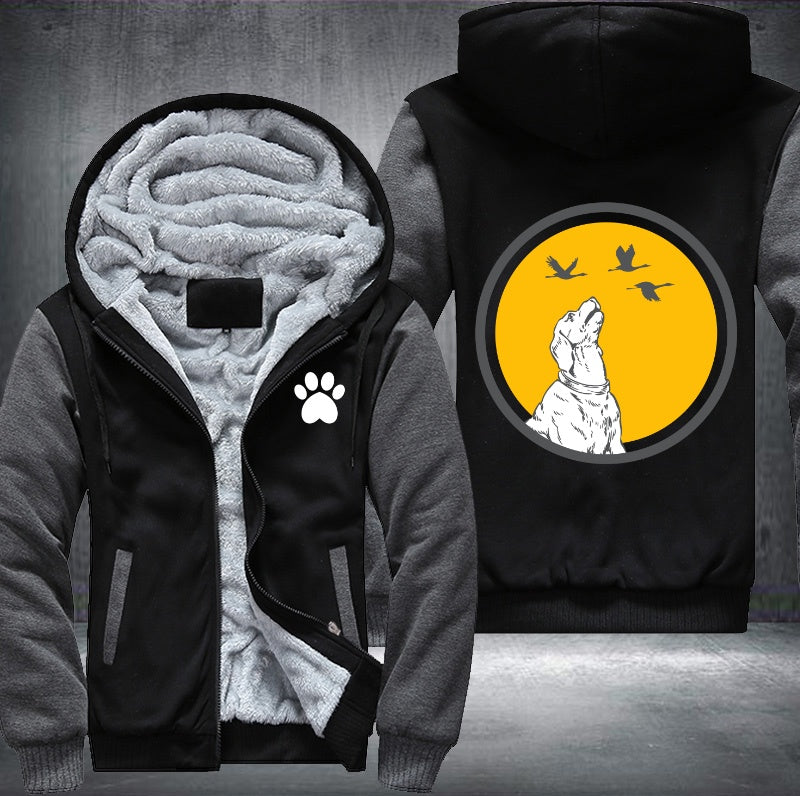 Dog looking to the sky Fleece Hoodies Jacket