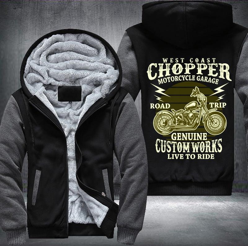 West coast chopper motorcycle garage Fleece Hoodies Jacket
