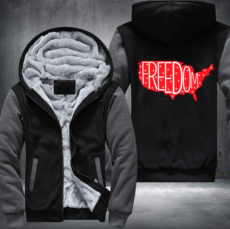 FREEDOM US RED MAP Fleece Hoodies Jacket