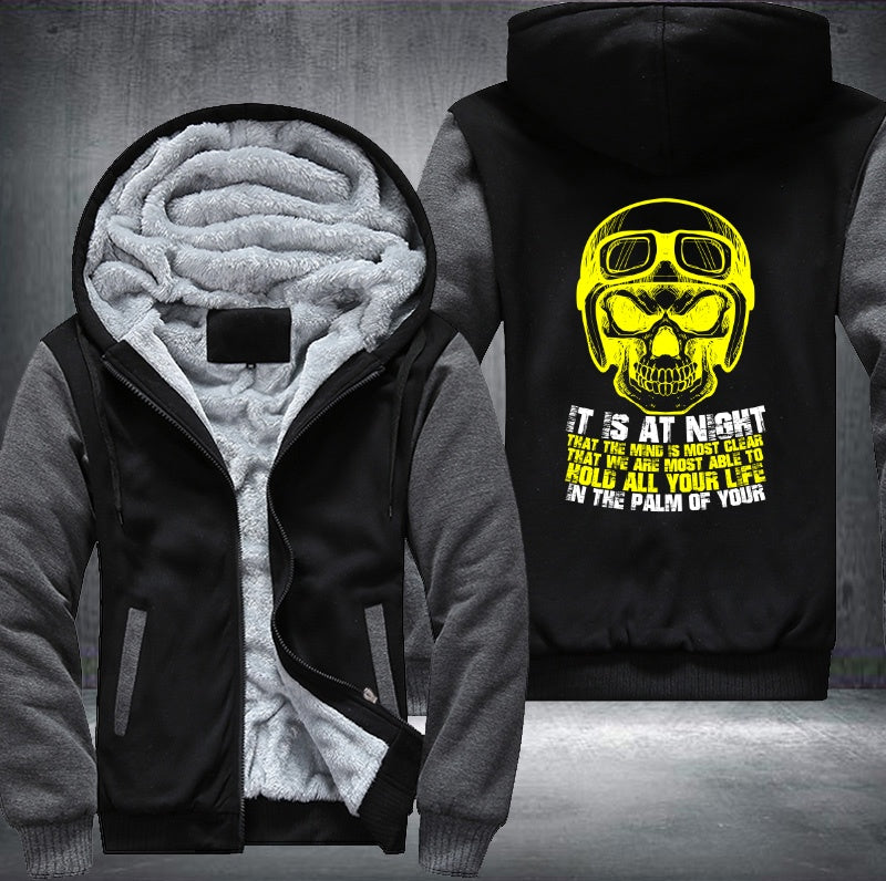 Skull It Is At Night Fleece Hoodies Jacket