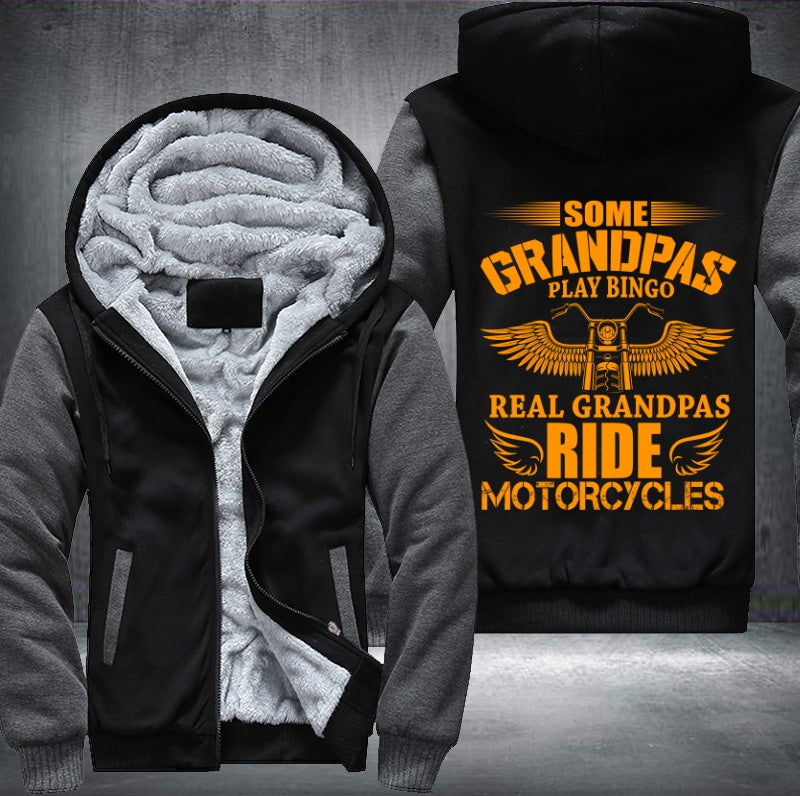 Some grandpas play bingo real grandpas ride motorcycles Fleece Hoodies Jacket