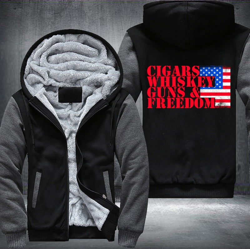 CIGARS WHISKEY GUNS & FREEDOM Fleece Hoodies Jacket