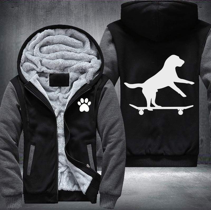 skateboarding Dog  Fleece Hoodies Jacket