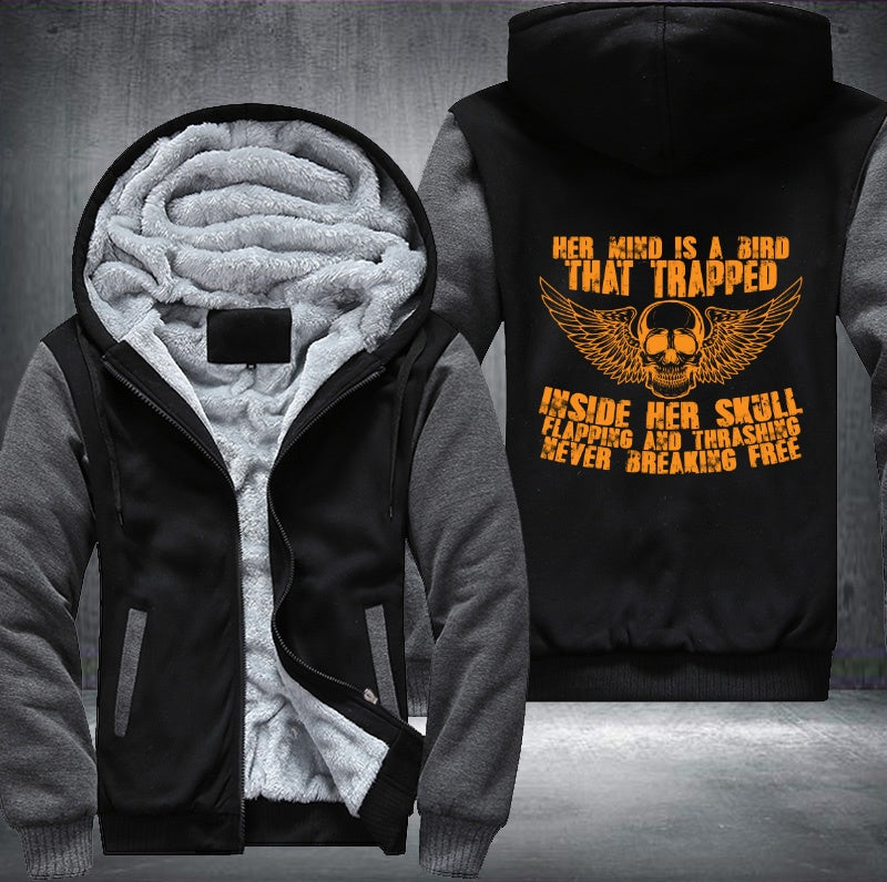 Skull Her Mind Is A Bird That Trapped Fleece Hoodies Jacket