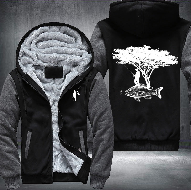 Big tree big fish fishing Fleece Hoodies Jacket
