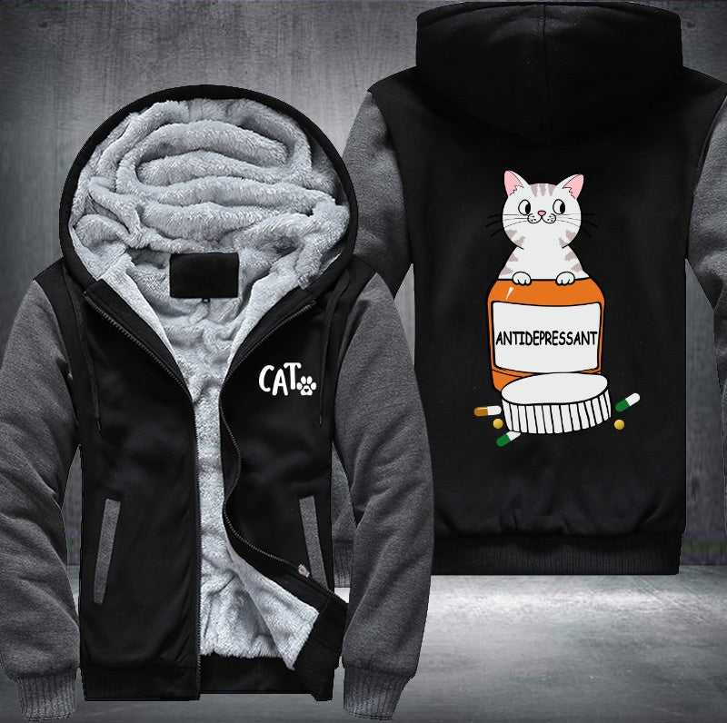 CAT ANTIDEPRESSANT Fleece Hoodies Jacket