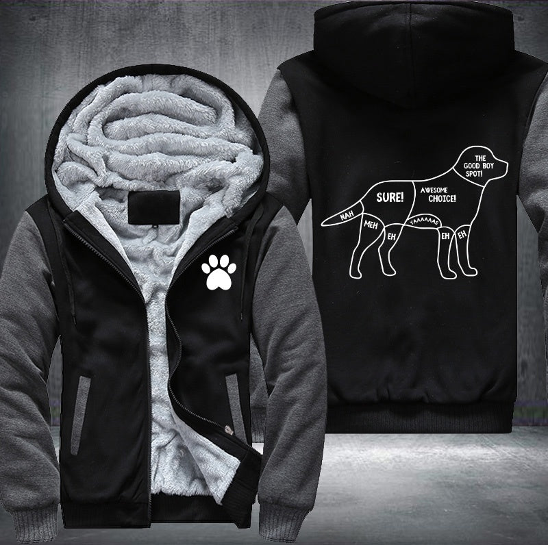 Dog body the good boy spot Fleece Hoodies Jacket