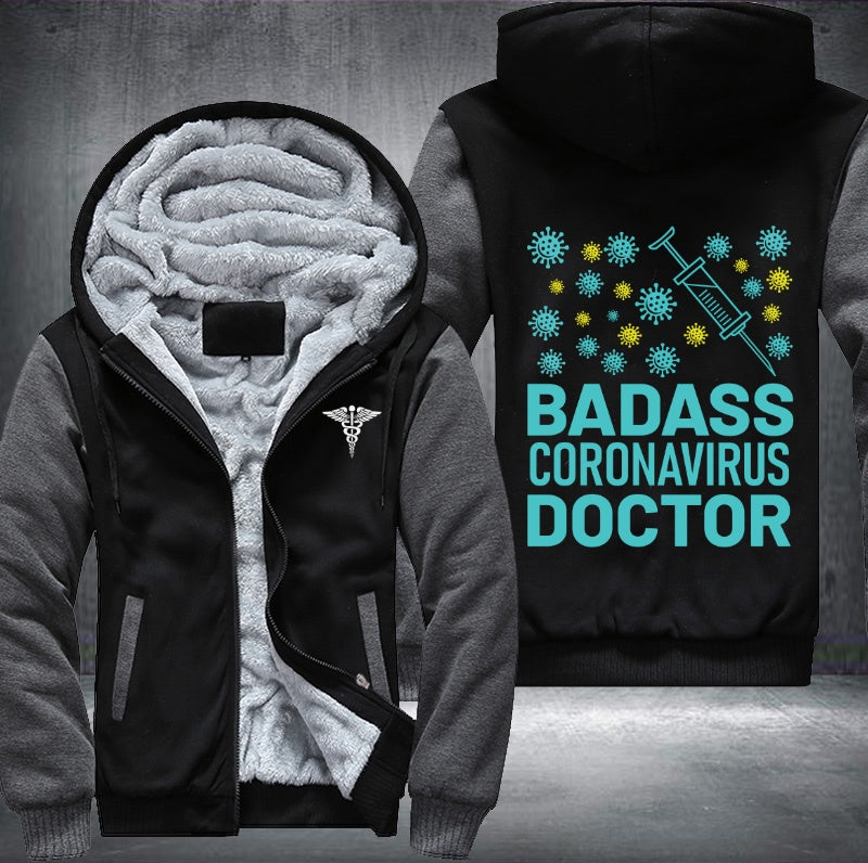 Badass coronavirus doctor Fleece Hoodies Jacket