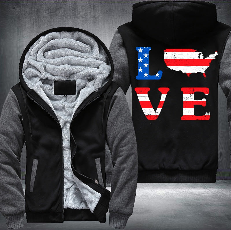 LOVE AMERICA Fleece Hoodies Jacket