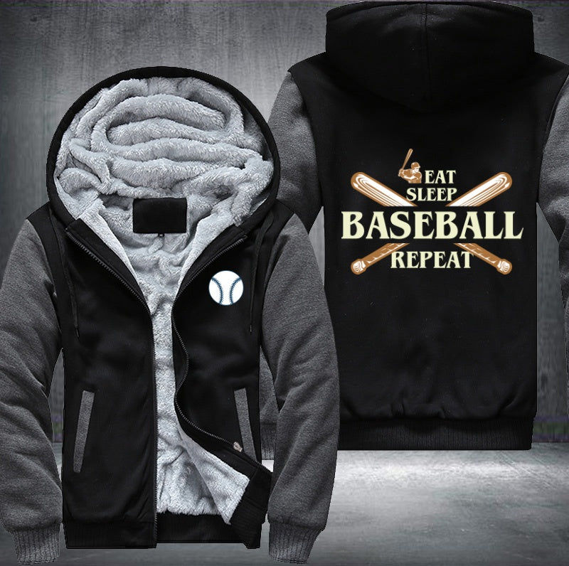 Eat sleep baseball repeat Fleece Hoodies Jacket