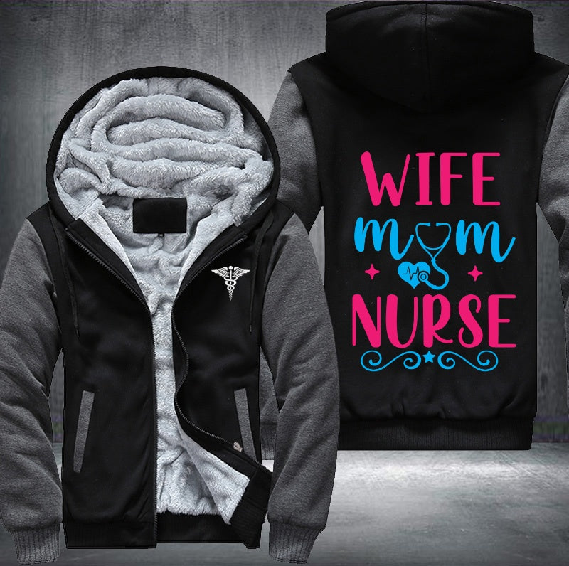 Wife mom nurse Fleece Hoodies Jacket