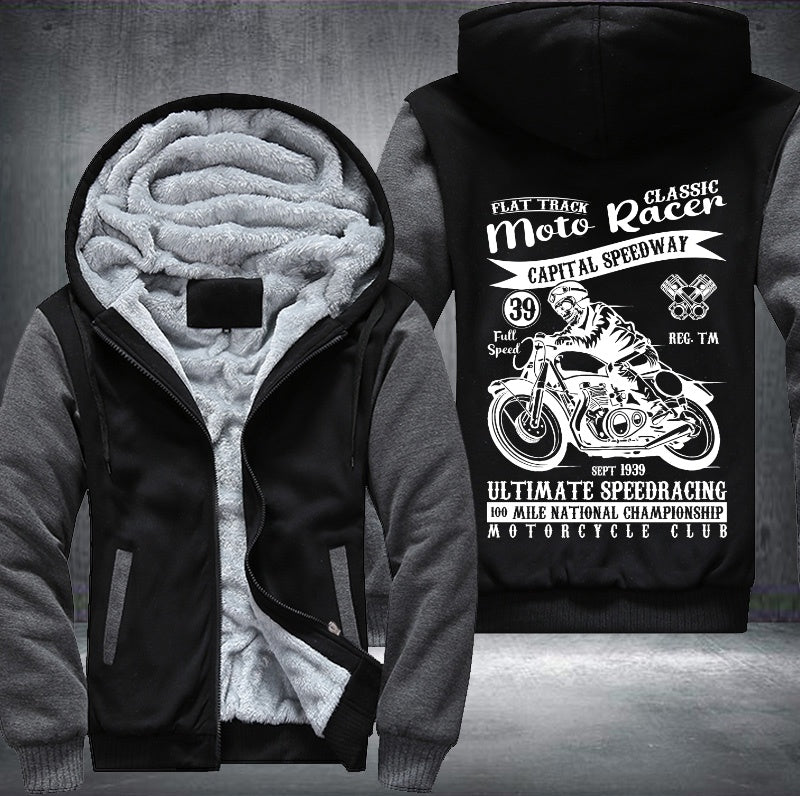 Flat track moto classic racer Fleece Hoodies Jacket