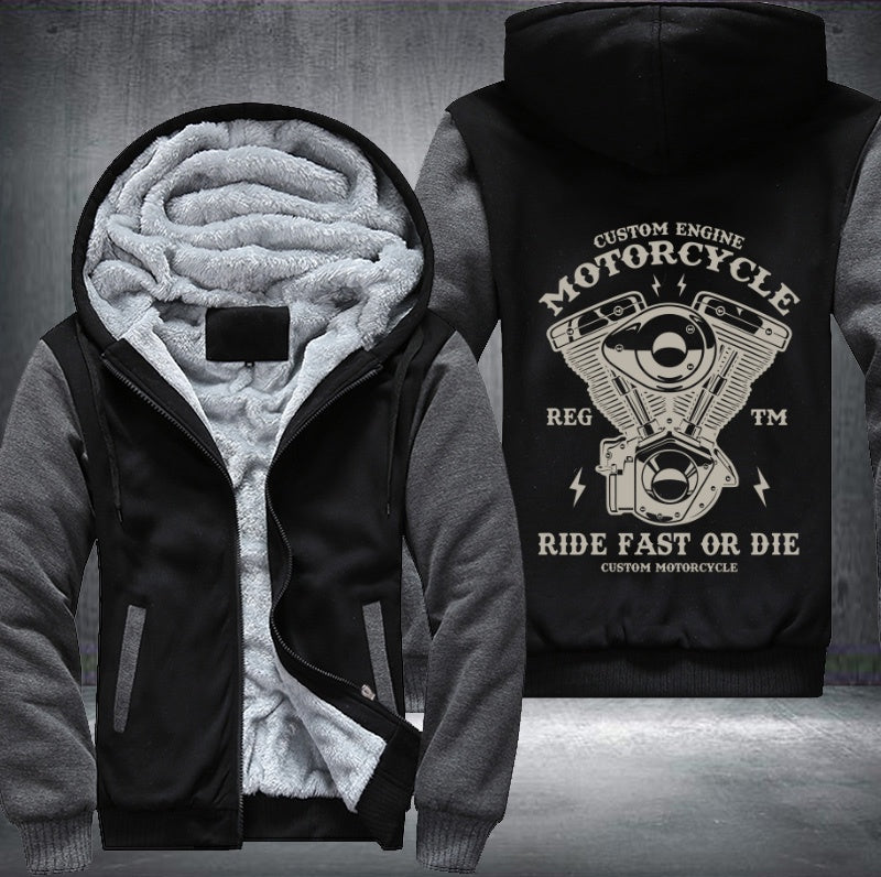 Custom engine motorcycle Fleece Hoodies Jacket