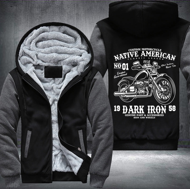 Custom motorcycle native American Fleece Hoodies Jacket