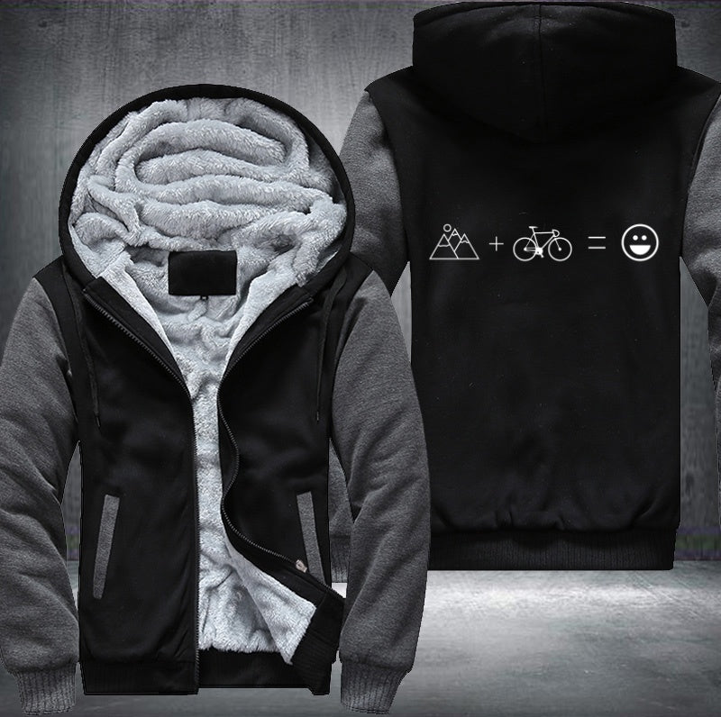 Mountain plus Bicycle is smile to work Fleece Hoodies Jacket
