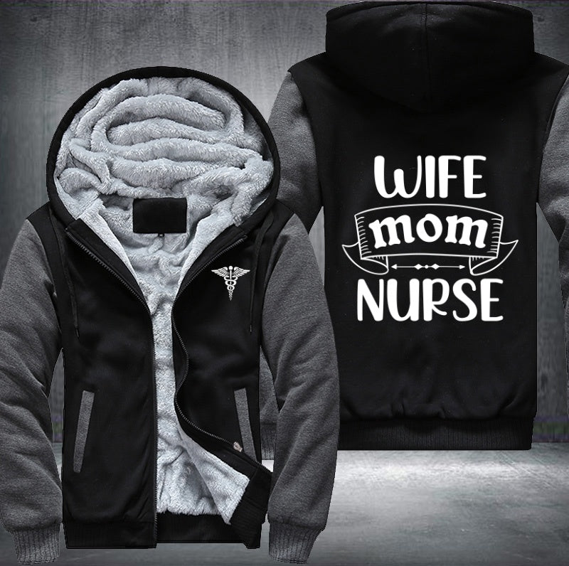 Wife mom nurse printed Fleece Hoodies Jacket