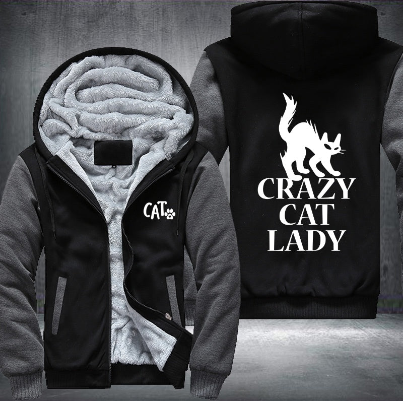 CRAZY CAT LADY Fleece Hoodies Jacket