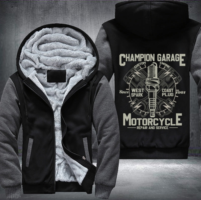 Champion Garage motorcycle repair and service Fleece Hoodies Jacket