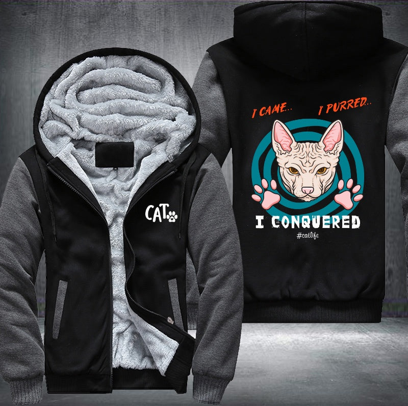 I CAME I PURRED I CONQUERED CAT Fleece Hoodies Jacket