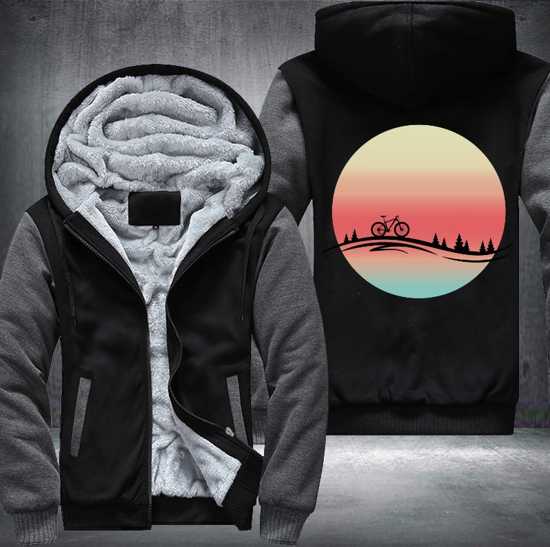Bicycle Sunset Fleece Hoodies Jacket