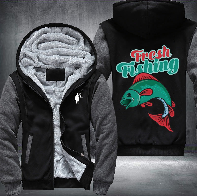 Fresh Fishing Fleece Hoodies Jacket