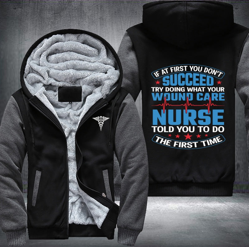 Succeed wound care nurse Fleece Hoodies Jacket