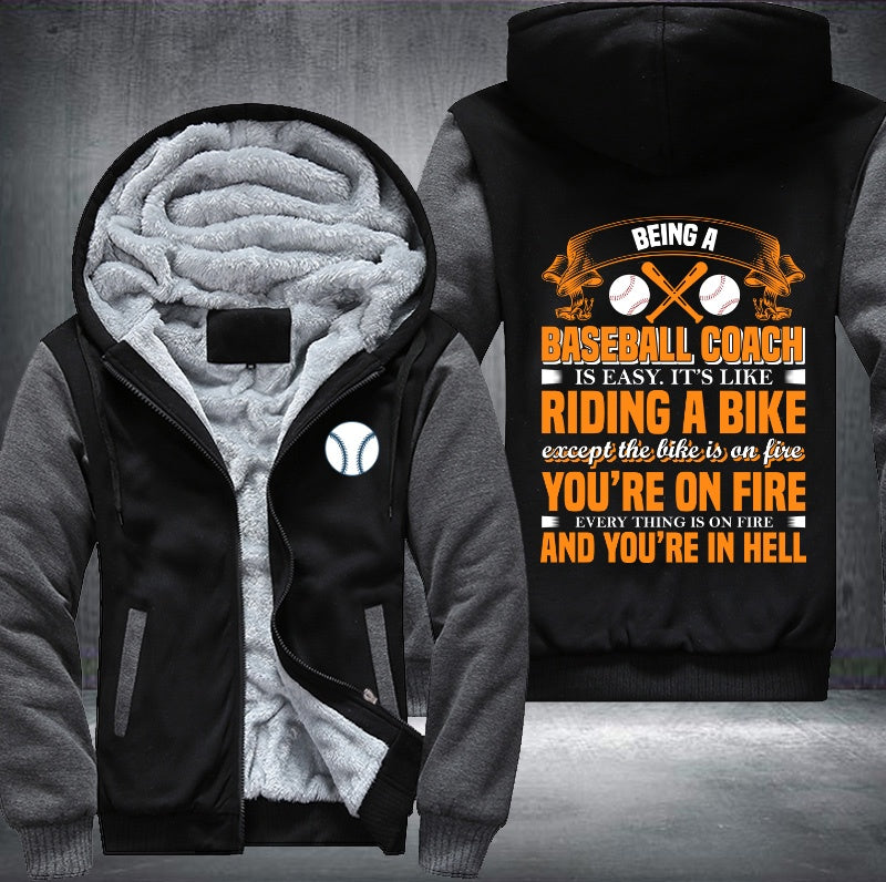 Baseball coach is easy it's like riding a bike Fleece Hoodies Jacket