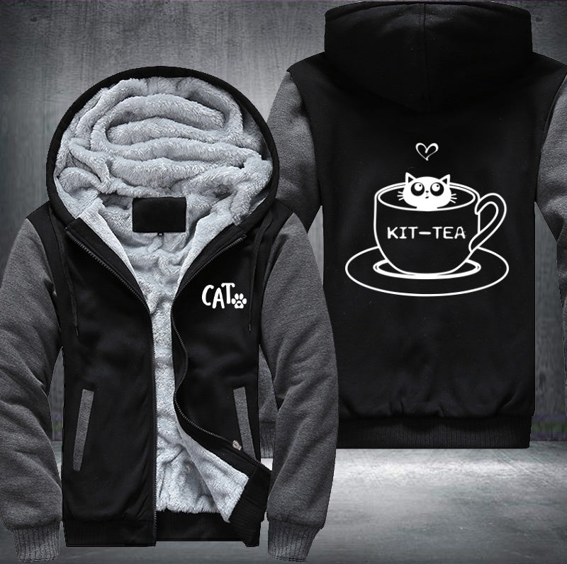 CAT KIT TEA Fleece Hoodies Jacket
