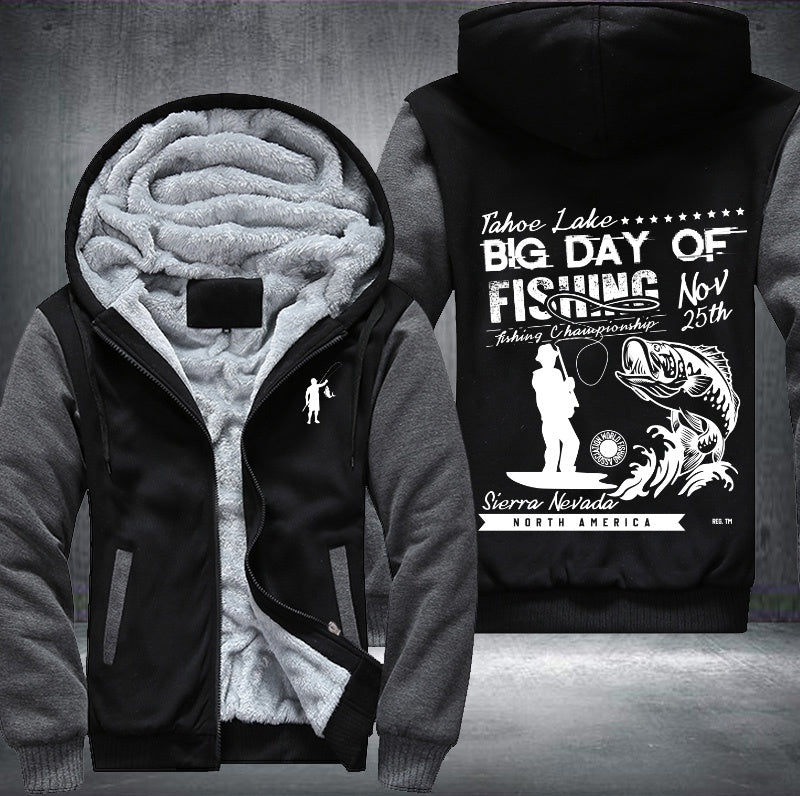 Tahoe lake big day of fishing Fleece Hoodies Jacket