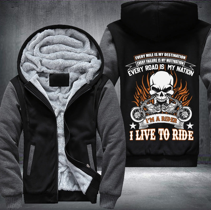 I'm a rider I live to ride Fleece Hoodies Jacket