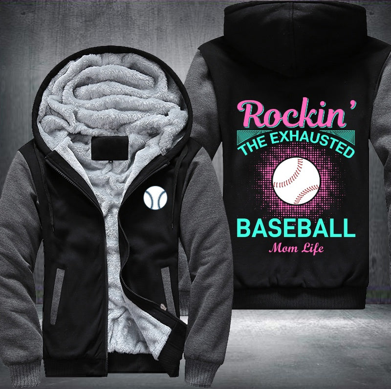 Rockin the exhausted Baseball mom life Fleece Hoodies Jacket