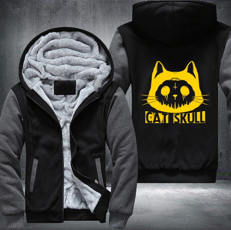 Cat Skull Fleece Hoodies Jacket