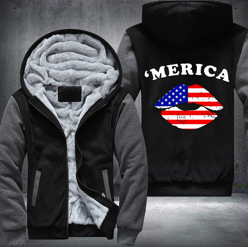 'MERICA KISS Fleece Hoodies Jacket