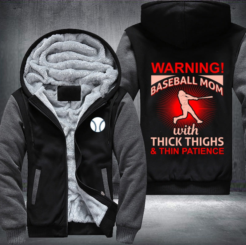 Warning Baseball Mom Fleece Hoodies Jacket