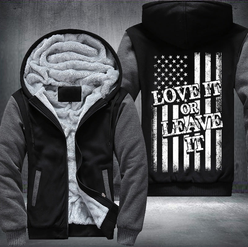 LOVE IT OR LEAVE IT US FLAG Fleece Hoodies Jacket