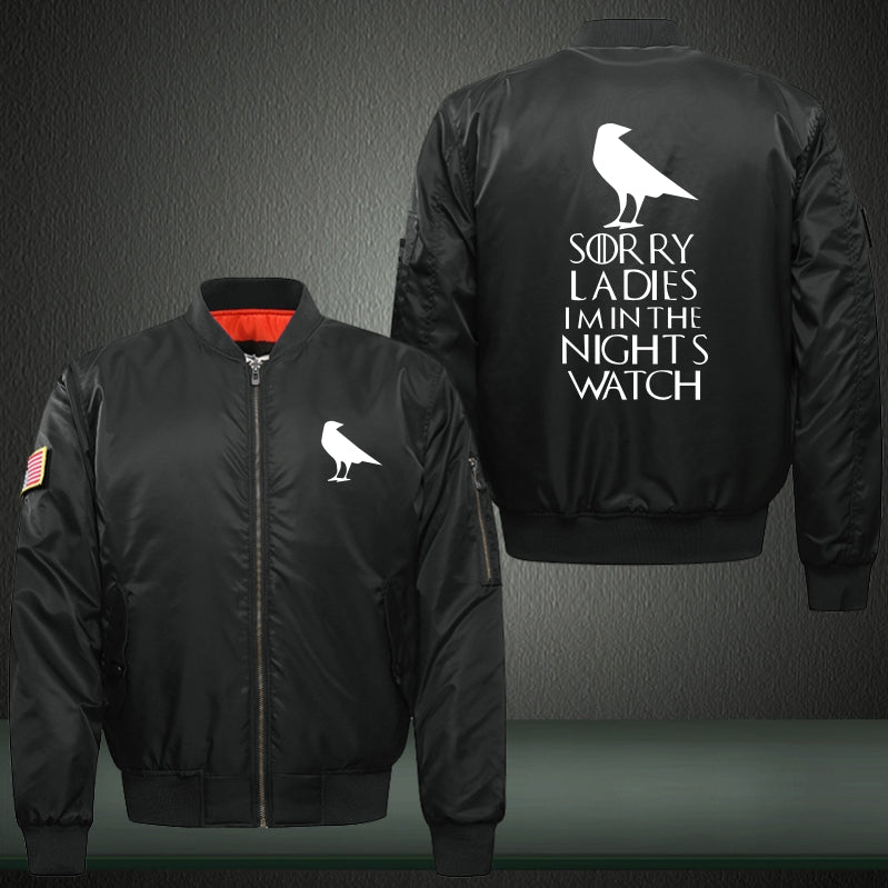 SORRY LADIES I MIN THE NIGHTS WATCH Print Thicken Long Sleeve Bomber Jacket
