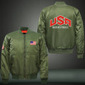 USA BASKETBALL Print Thicken Long Sleeve Bomber Jacket