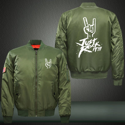 Just Rock It Print Thicken Long Sleeve Bomber Jacket