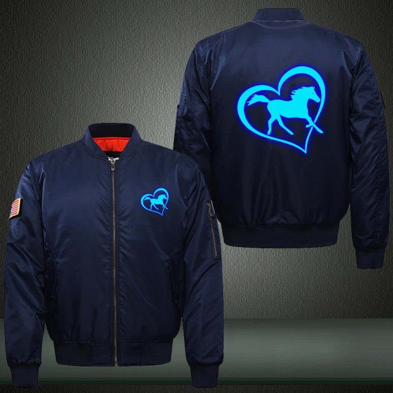 Heart Horse Luminous Print Bomber Jacket